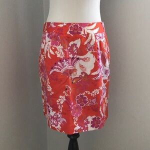 Island Republic Tropical Floral Paisley Skirt Retro Vintage Y2K Orange Cotton